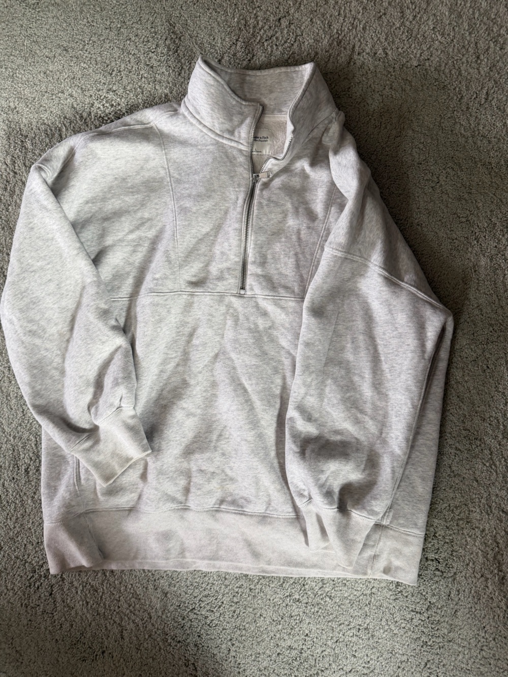 Abercrombie & Fitch Light Gray Half-Zip Sweatshirt